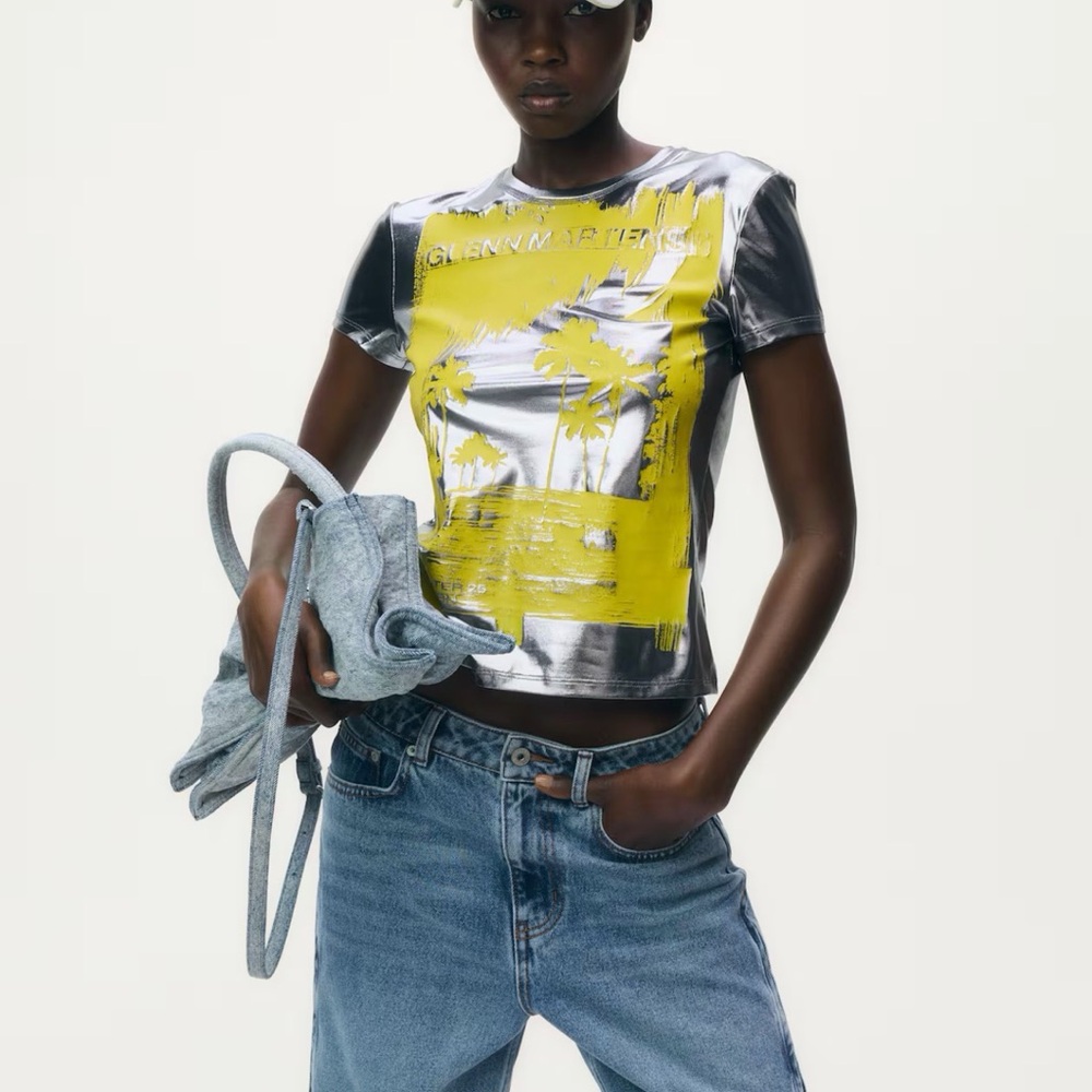 GLENN MARTENS H&M Silver and Yellow Graphic Tee - Picture 5 of 6